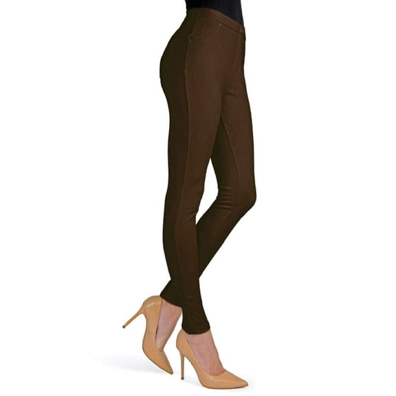 MeMoi Lisse Chino Cotton Blend Leggings - Womens - Female (S-M, Coffee Bean)