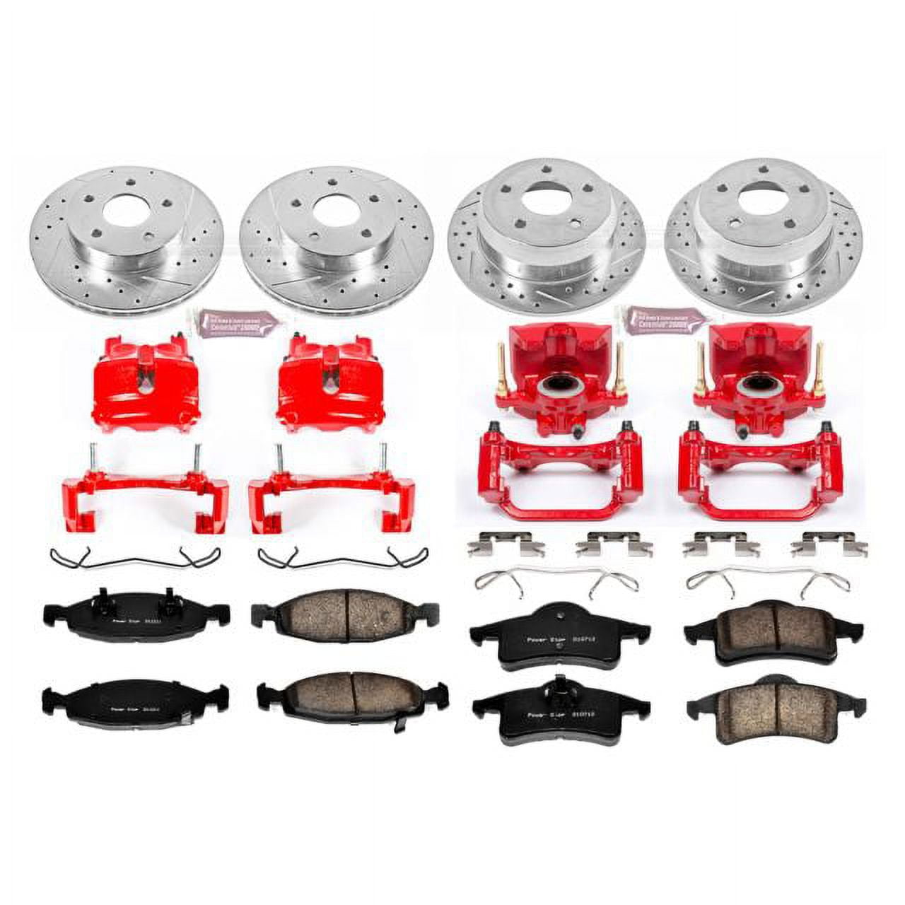 PowerStop Front and Rear Z23 Evolution Sport Brake Pad and Rotor Kit with Red Powder Coated Calipers Fits: JEEP Select Models KC2148