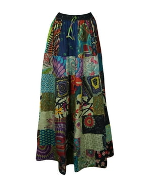 Mogul Women Boho Patchwork Skirt Cotton Bohemian Freespirit Handmade Festival,Colourful Gypsy Hippie skirt Maxi Long skirt S/M