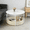 White01, variant on Gewnee 30''Round Coffee Table - End Table with Fabric Basket,Sleek Space-Saving Furniture for Living Room,Bedside Nightstand,Matte White and Beige