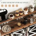 thumbnail image 2 of Resenkos 55" Illuminated Coffee and Wine Bar Cabinet with Farmhouse Design, Includes Integrated Racks for Wine Bottles and Glassware, White, 2 of 7