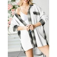 thumbnail image 5 of Womens Waffle Knit Plaid Shacket Boyfriend Button Down Shirt Jacket Loose Long Sleeve Tops, 5 of 11