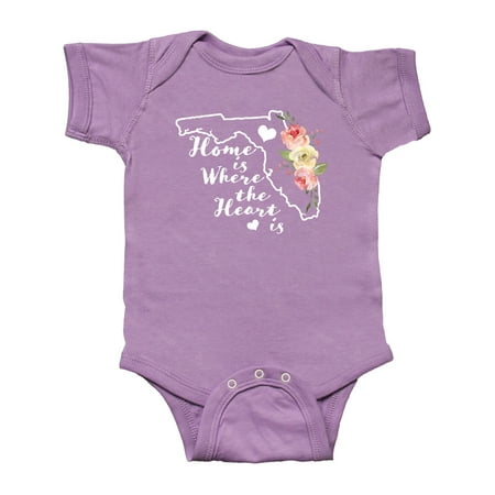 

Inktastic Florida Home is Where the Heart is with Watercolor Floral Gift Baby Boy or Baby Girl Bodysuit