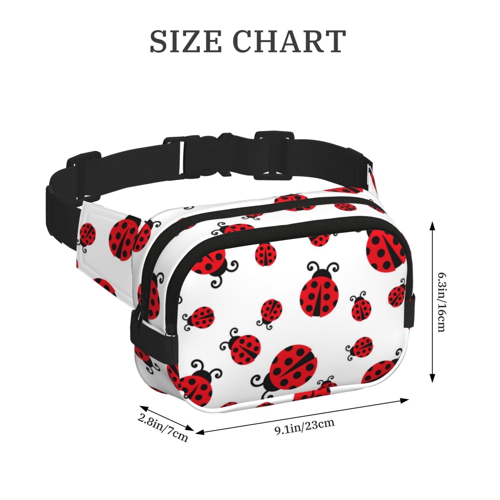 Hirioo Fly Flying Ladybug for Double Layer Waist Bag Adjustable Fanny Pack For Travel Running Hiking