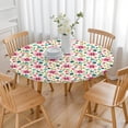 thumbnail image 3 of Daisy Pattern Round Tablecloth with Elastic Edge, Easy Care Water-Resistant Fabric for Home Use, Fits 44-52", 3 of 7