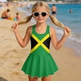 thumbnail image 3 of Xixirimido Patriotic Jamaican Flag Print Girls Swimsuit One Piece UPF 50+ Skirted Bathing Suit Modest Beach Swim Dress with Built-in Shorts for Kids, 5-6 Years, 3 of 7