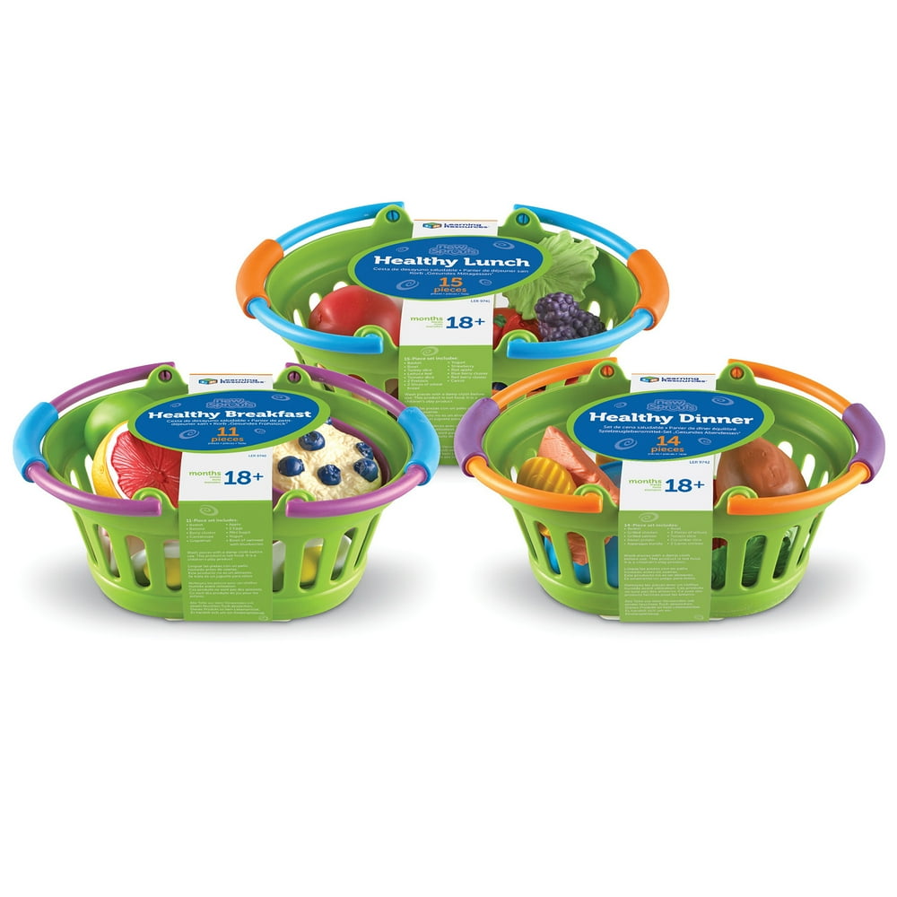 Learning Resources New Sprouts Healthy Basket Bundle, Play Food, Ages