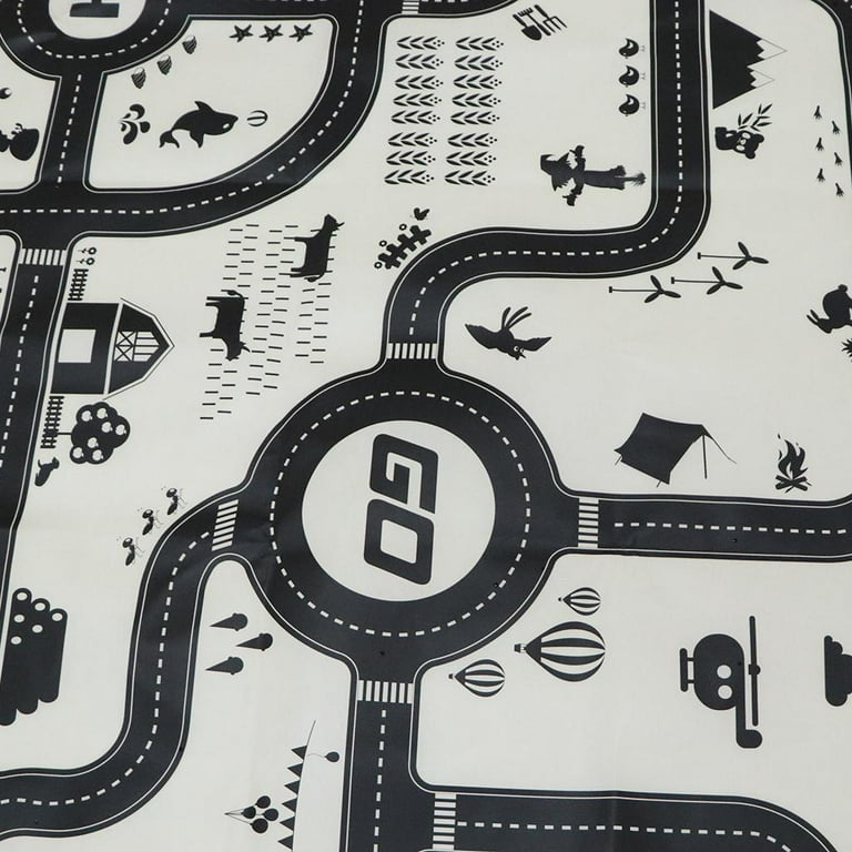 Black and white children's road vinyl carpet