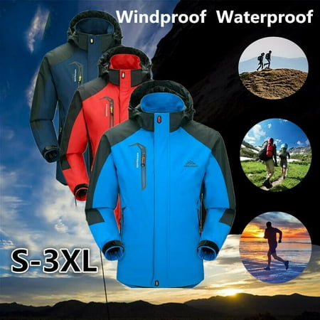 Waterproof Windproof Men Warm Coat Snow Winter Jacket Outwear Outdoor Clothes for Hiking Camping-Red L