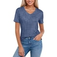 thumbnail image 5 of Women T Shirt Short Sleeve Navy Basic Tee Shirt Womens Spring Tops Going Out Tops for Women, 5 of 5