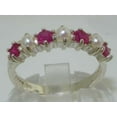 thumbnail image 3 of LBG British Made 10k White Gold Cultured Pearl & Ruby Womens Eternity Ring - Size 8.25 - 33 size options, 3 of 7
