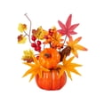 thumbnail image 2 of THOPBPRK 8.6" Halloween Decorations Artificial Pumpkins Decor with Fall Maple Leaves Autumn Tabletop Ornament Thanksgiving Dinner Table Centerpiece Indoor Home Accents, 1Pack C, 2 of 6