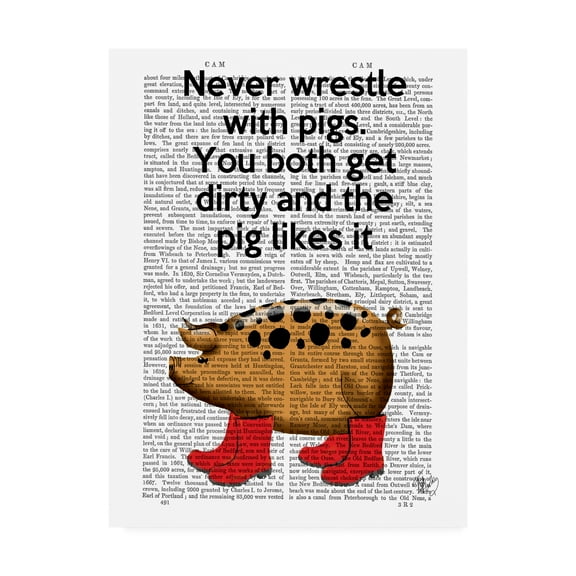 Trademark Fine Art 'Never Wrestle With Pigs' Canvas Art by Fab Funky