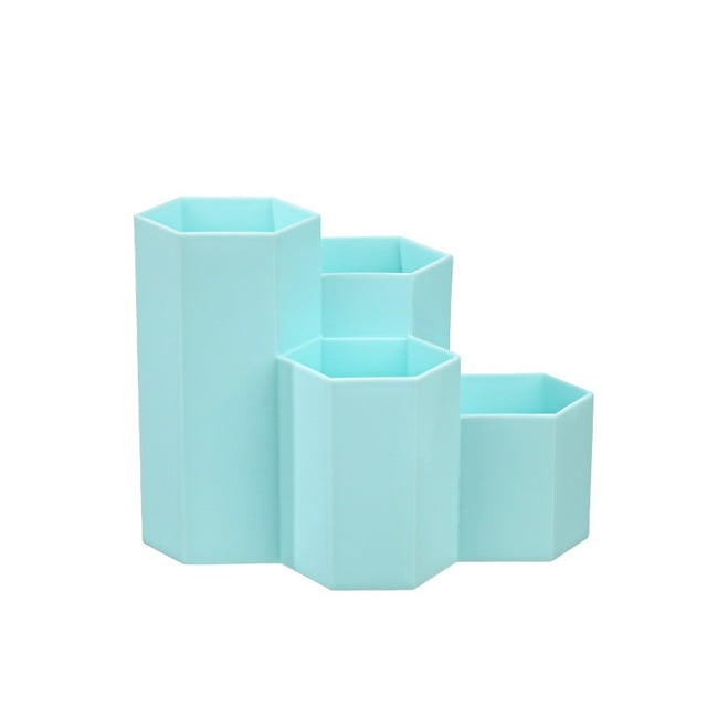 Green 1-piece pen holder, hexagonal pen holder, plastic pen storage, pen storage, for storing makeup brushes, pens, office supplies, office