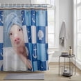 thumbnail image 3 of Funny Pig Bathing Shower Curtain, Shell Anchors Towel Modern Abstract Waterproof Shower Curtain Set with 12 Hooks Lightweight Bath Curtains Fabric Bathroom Decor 48x72 Inches, 3 of 9