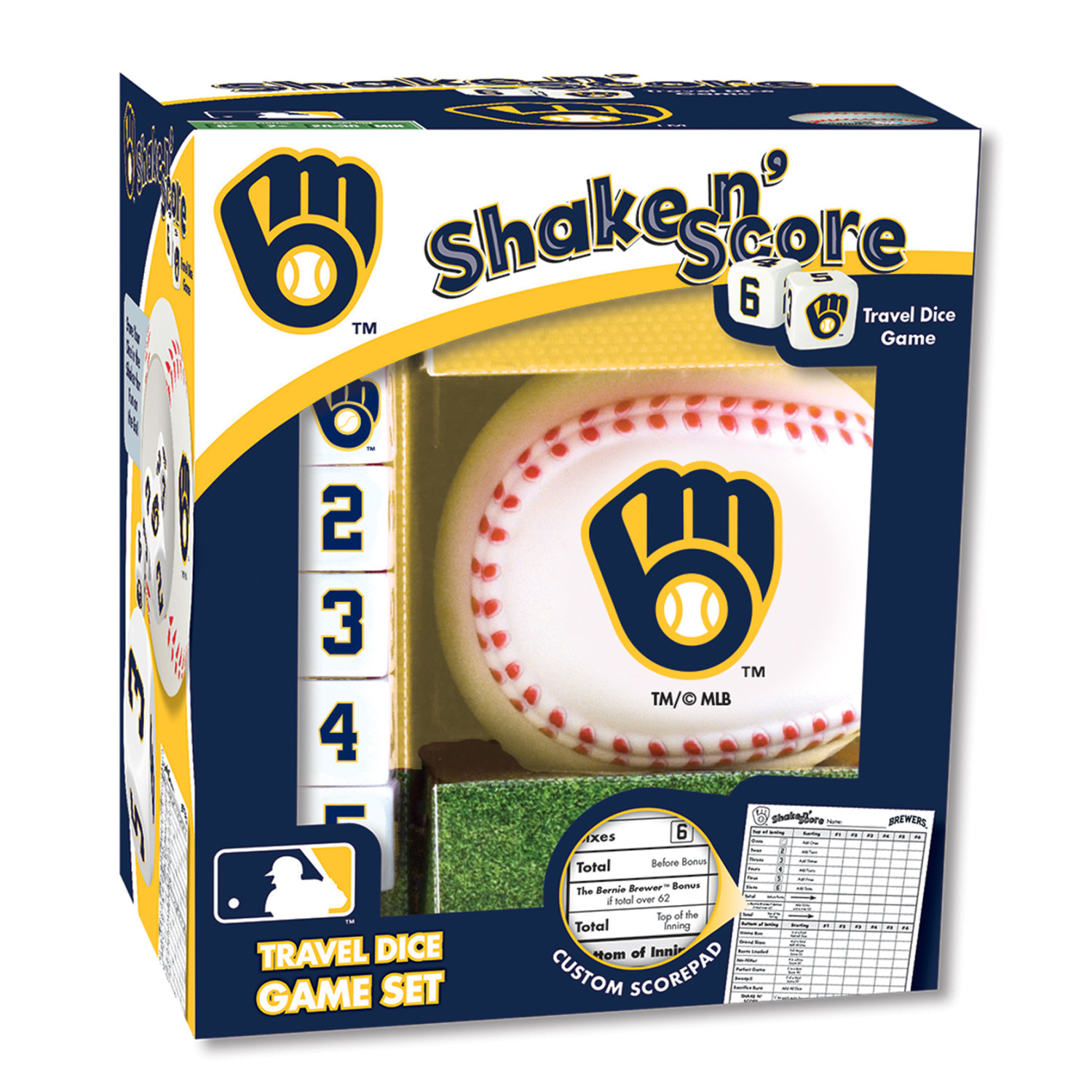 MasterPieces Officially Licensed MLB Milwaukee Brewers Shake N' Score Dice Game for Age 6 and Up