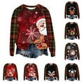 thumbnail image 4 of larppty Ugly Christmas Sweatshirt for Women Funny Xmas Print Sweatshirt Long Sleeve Fashion Holiday Pullover (Brown, 3XL), 4 of 9