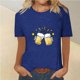 thumbnail image 2 of Tops Cortos para Mujeres, Oktoberfest Casual Impreso Cuello Redondo Manga Corta Camiseta Top Hecho de Poliéster para la Primavera Verano Uso Diario, Camisetas Casuales de Mujer, 2 of 4