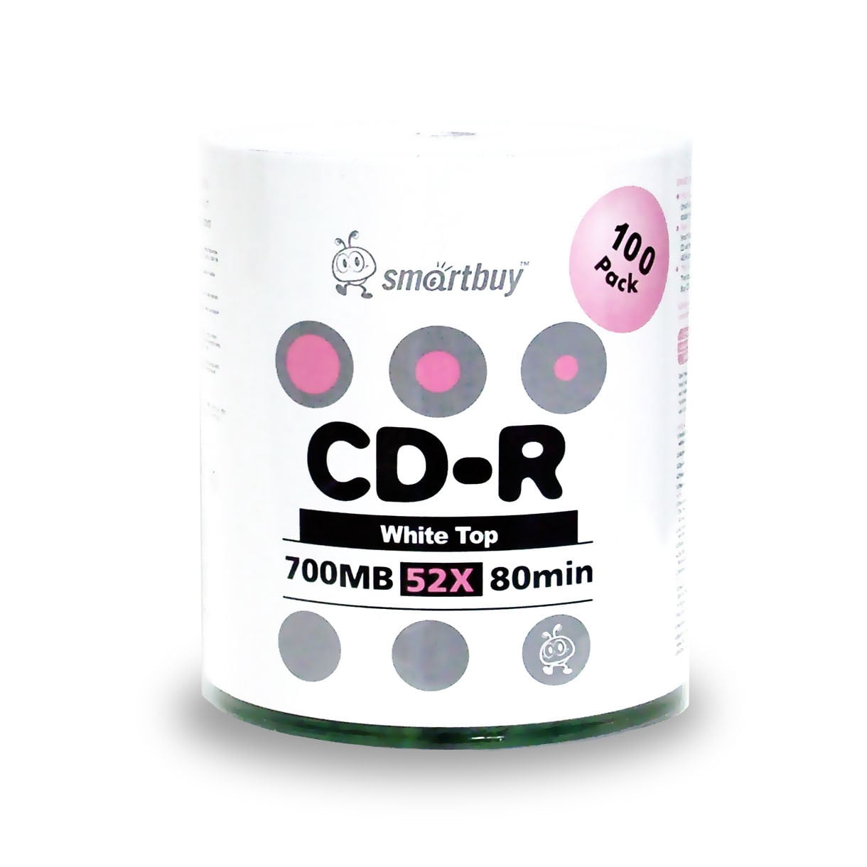 1800 Pack Smartbuy 52X CD-R 700MB 80Min White Top (Non-Printable) Data Blank Media Recordable Disc