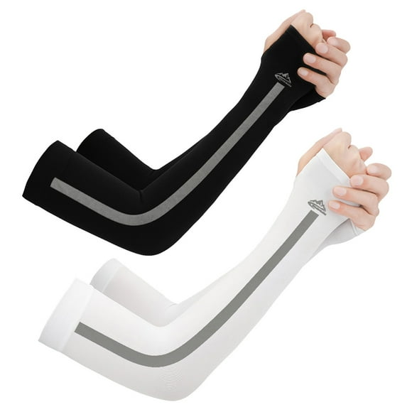 4 unidades (2 pares) de fundas protectoras solares con protección UV para brazos, mangas refrescantes para hombres y mujeres que practican ciclismo al aire libre (negro y blanco)