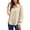 *Beige, variant on Women's Smocked Cuff Button Down Shirt , Ladies' Long Sleeve Work Blouse , Elegant Hidden Placket Office Top For Women, Navy , S-2XL