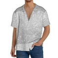 thumbnail image 3 of KLL Silver Glitter Print Men's Shirt Short Sleeve Button Down Summer Cuba Beach Shirts- 3X-Large, 3 of 7