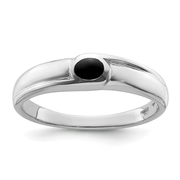 Auriga Fine Jewelry 925 Sterling Silver Rhodium-plated Black Onyx 5mm Band for Women Ring for Women Size- 10