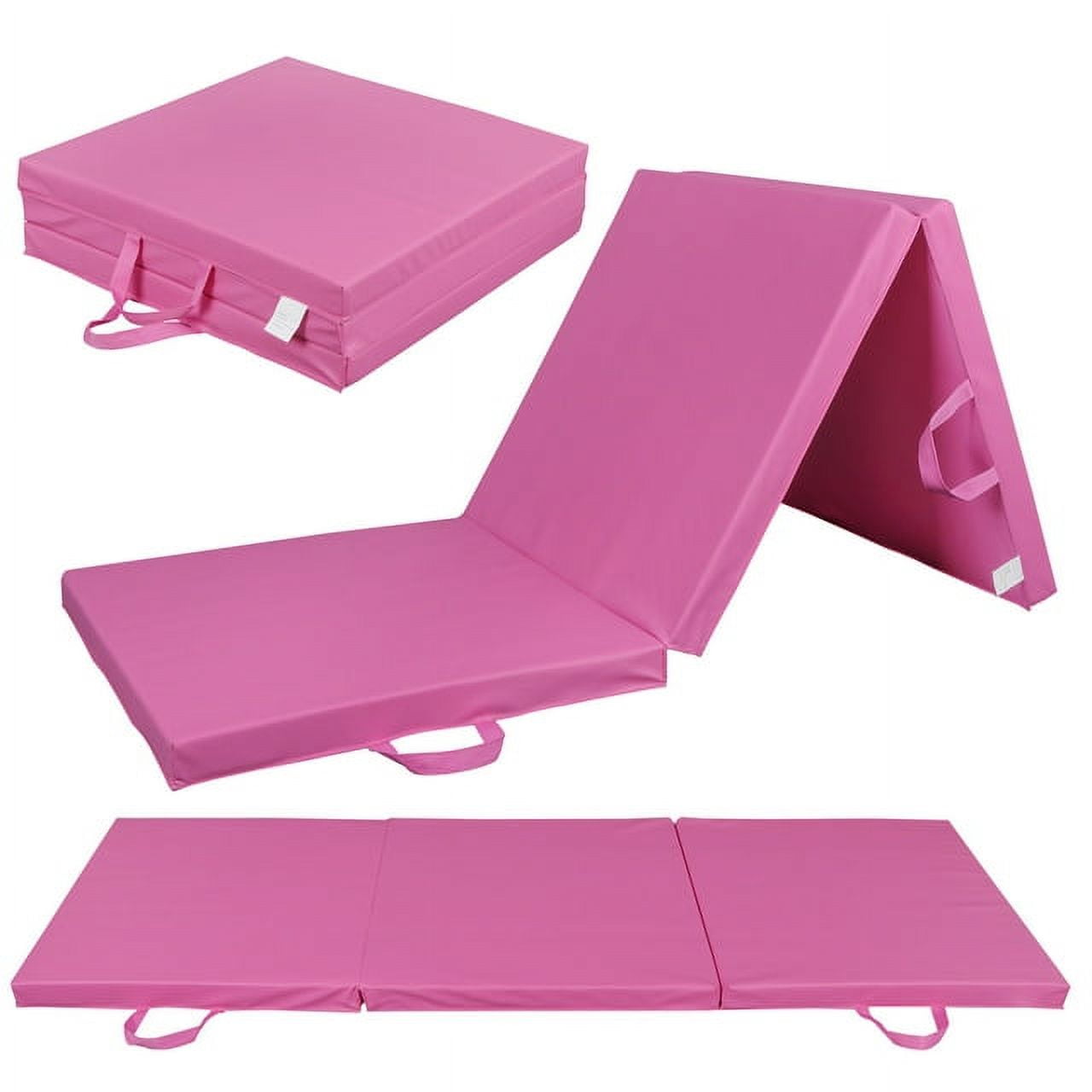 ZENY 6 Ft. x 2 Ft. x 2 In. Tri-Fold Gymnastic Folding Exercise Aerobics Pink Stretching Yoga Mat