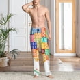 thumbnail image 5 of Uemuo USA MAP Pattern Men's Wide Leg Palazzo Lounge Pants with Pockets Light Weight Loose Comfy Casual Pajama Pants-X-Large, 5 of 9