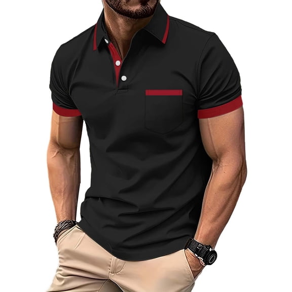 S-5X Plus Size Golf Shirts for Men with Pocket Big & Tall Short Sleeve T-Shirts Mens Pullover Button Collared Business Casual Tees Tops Fathers Gifts