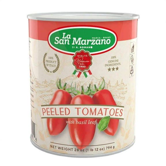 Pack of 6, La San Marzano Peeled Tomatoes with Basil Leaf, 28 oz