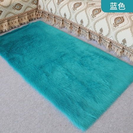 

Namzi Solid Color Plush Table Runner Faux Sheepskin Decorative Shaggy Dresser Scarf Not-Slip Desk Pad Luxury False Fur Dresser Tablecloth-Light blue 50x50cm(19.69x19.69inch)