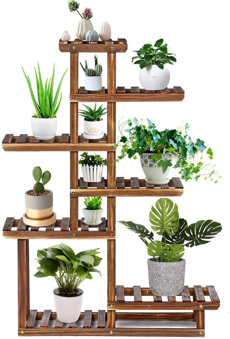 TOOCA Wood Plant Stand Indoor, 44�� 7 Tier Outdoor Tall TOOCA Wood Plant Stand Indoor, 44�� 7 Tier Outdoor Tall