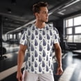thumbnail image 3 of Wukai Blue Leaves Print Men's Short-Sleeved Mesh T-Shirt,Quick-Dry Short Sleeve Workout T-Shirt-3X-Large, 3 of 8
