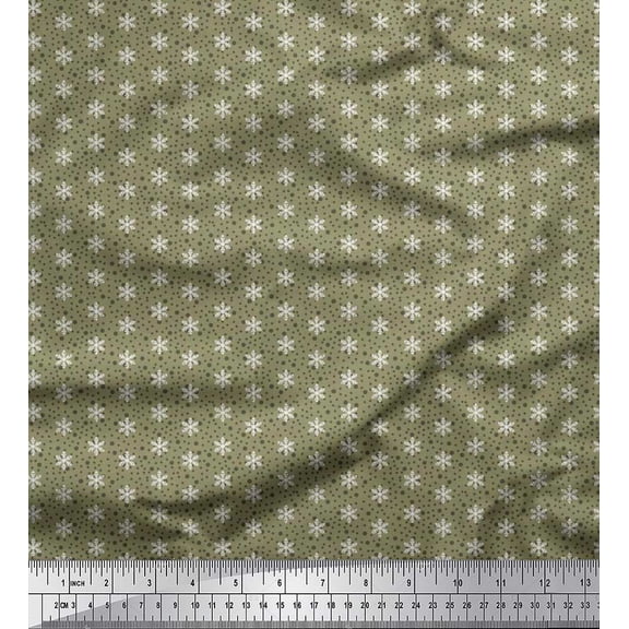 Soimoi Rayon Fabric Dot & Snowflake Shirting Printed Fabric 1 Yard 56 Inch Wide