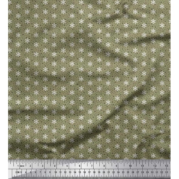 Soimoi Rayon Fabric Dot & Snowflake Shirting Decor Fabric Printed Yard 42 Inch Wide