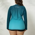 thumbnail image 5 of Attraco Womens Plus Size Rush Guard Gradient Color Long Sleeve Zip Front Swim Top, 5 of 5