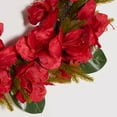 thumbnail image 3 of SAFAVIEH Faux 24 Inch Amaryllis & Magnolia Leaf Wreath, Red/Green, 3 of 6