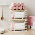 thumbnail image 3 of 2 Pack Stackable Storage Laundry Kitchen Organizers, Wall Mount Trash Bag Holder with Bamboo Top and Garbage Bag Dispenser No Drill, 3 of 17