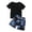 j-718Black307, variant on Boys Outfit Sets Summer Style Coconut Print Short Sleeve Shirt And Shorts Kids O-Neck Breathable Clothes Sets