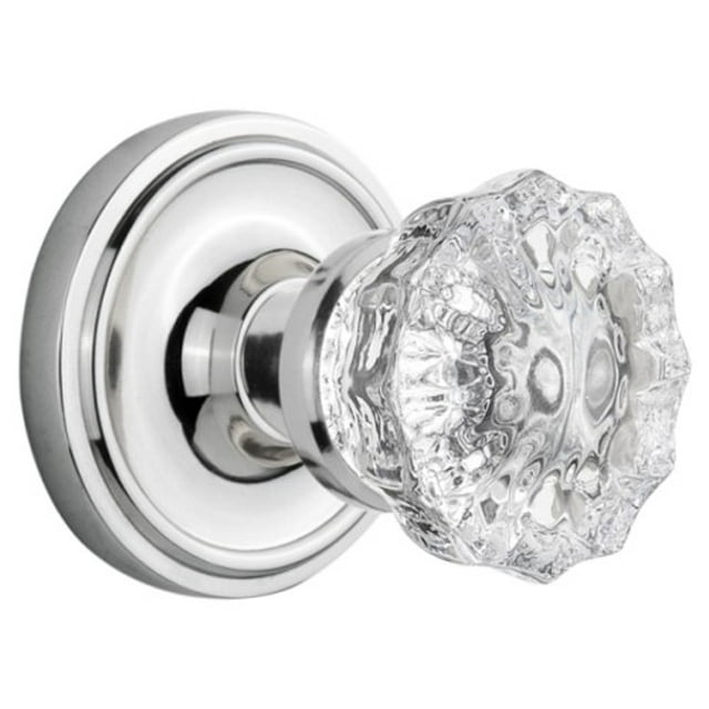 Nostalgic Warehouse Classic Rosette with Crystal Glass Door Knob, Privacy - 2.375", Bright Chrome