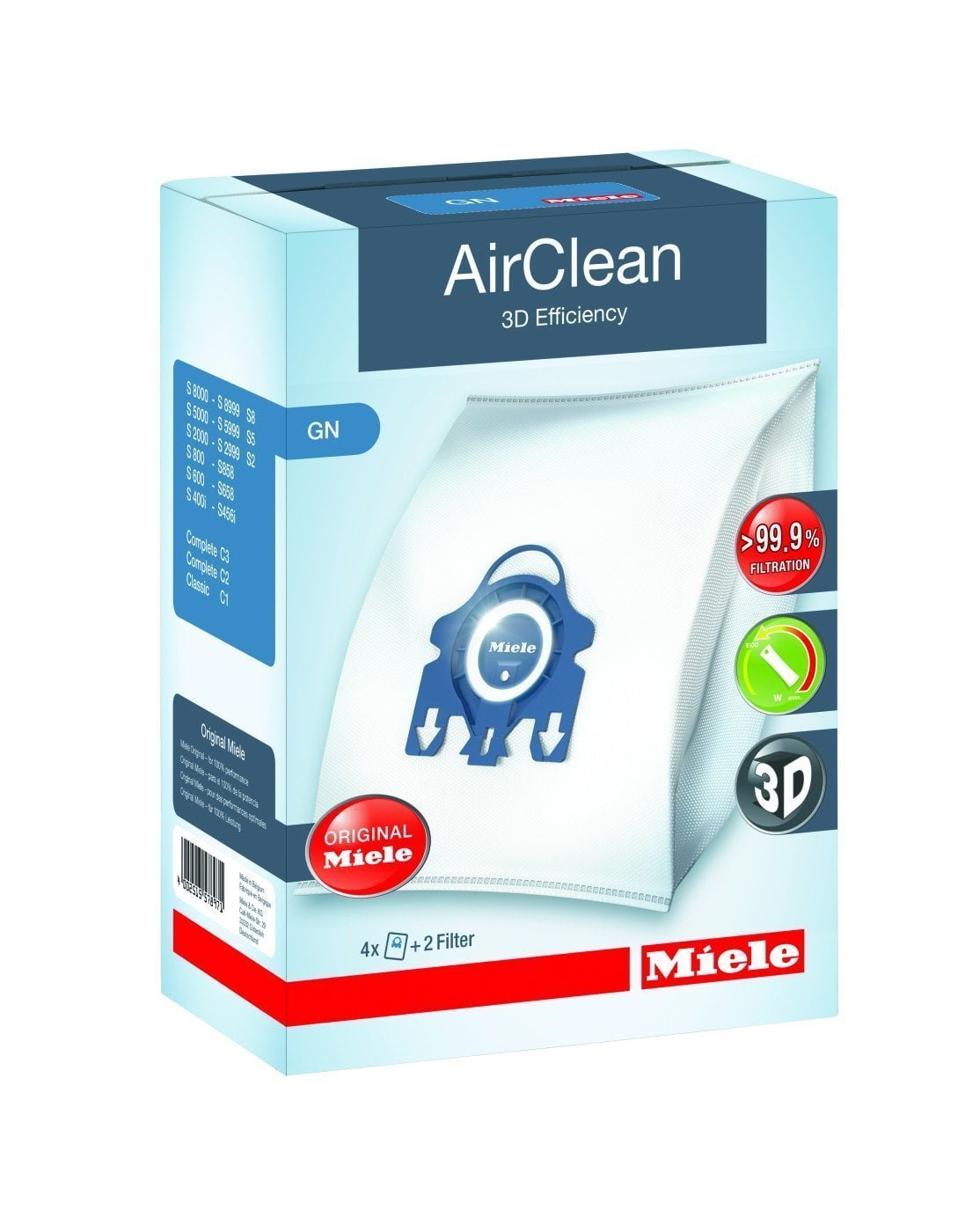 Miele 10123210 AirClean 3D Efficiency Dust Bag, Type GN, 4 Bags & 2 Filters  - Walmart.com