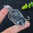 thumbnail image 2 of Natural Larvikite Stone Gemstone 925 Sterling Silver Gift Pendant 3.15", 2 of 2