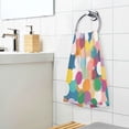 thumbnail image 3 of Yayeee 2 Pack Hand Towels for Bathroom 100% Cotton 16" x 28" Soft Absorbent Kitchen Towel, Dark Colorful Circles, 3 of 7