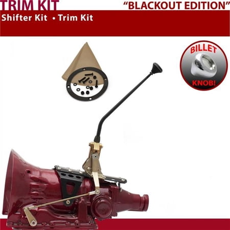 American Shifter TH200 Shifter Kit Black 12 in. Trim Kit Push Button Tan Boot Billet Knob for F190F