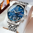 thumbnail image 4 of OLEVS Watches for Men, Mens Watches Gifts for Men Chronograph Analog Quartz Luxury Casual Classic Diamond Waterproof Luminous Stainless Steel Reloj para Hombre Blue Dial, 4 of 13
