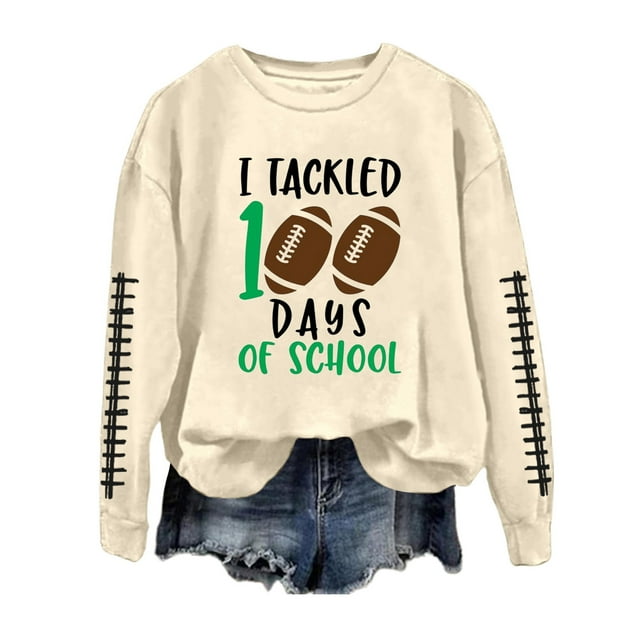 VBARHMQRT Sweatshirts à Col Rond pour Femmes Imprimé Rugby Col Rond Manches Longues Pull Sweatshirt