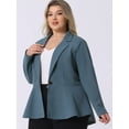 thumbnail image 2 of DARING DIVA Women's Plus Peplum Notch Panel Collar Casual Blazers Grey Blue 1X, 2 of 6