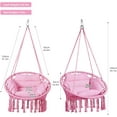 thumbnail image 6 of Hammock Chair, Macrame Hanging Swing Chairs with Cushion and Hardware Kit,Adult Boho Swings for Outside,Patio,Balcony,Bedroom (Pink), 6 of 16