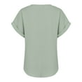 thumbnail image 6 of Women's Crinkled V-Neck Short Sleeve Top - Rolled Cuff Button Detail Casual Tee | Yubnlvae | Women's Fashionable And Casual Solid Color V Neck Wrinkle Cloth (Mint Green | XL), 6 of 9